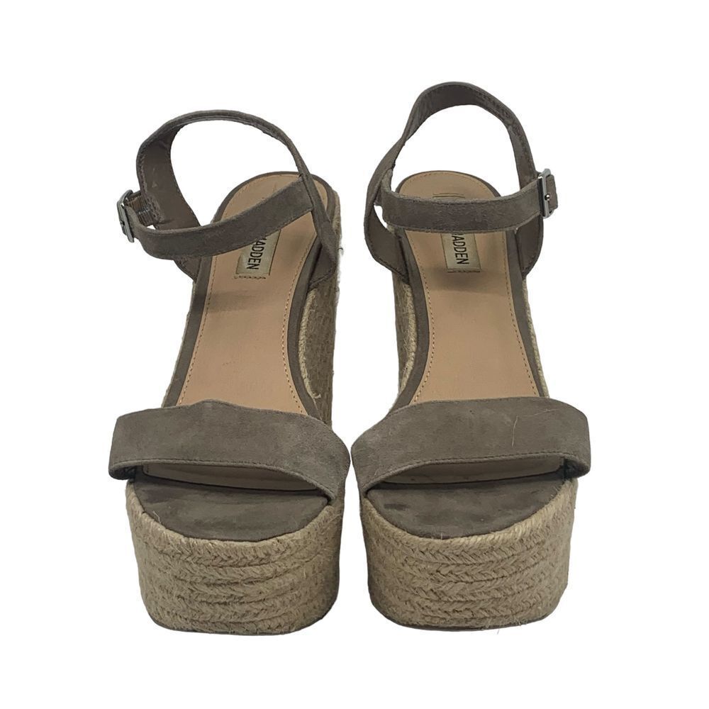 Steve Madden Alyssa Taupe Suede‎ Espadrille Wedge Sandals Ankle Strap Size 9M